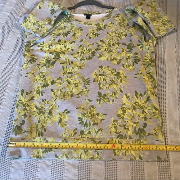 J. Crew Sweatshirt Small Floral Gray Yellow Cotton Crewneck Pull over - Picture 7 of 8